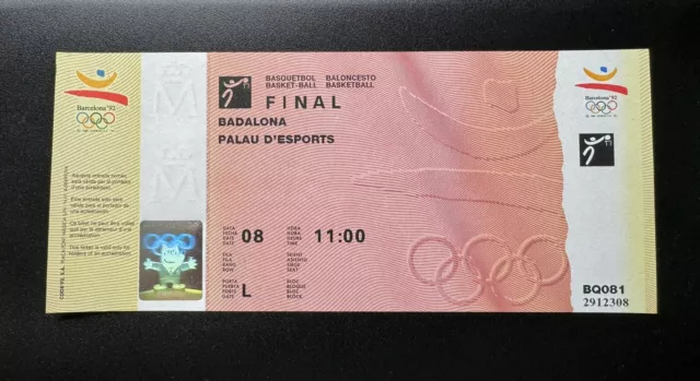 1992 Olympic Basketball Final Day Full Ticket -  Dream Team Tournament