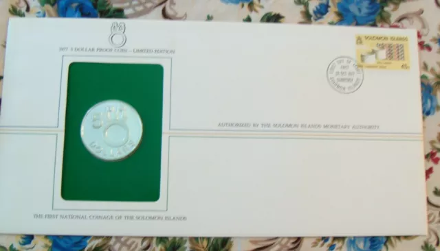Solomon Islands - Silver Proof $5 Coin 1977 Fm(P) Km#7 First Day Cover