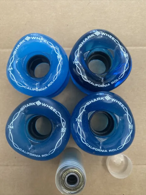 Shark Wheels & Bearings Longboard skateboard Cali Roll 60mm 78a Trans Blue