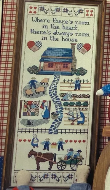 Happiness Where There Is Room In The Heart  Cross Stitch Patterns Homespun Amish