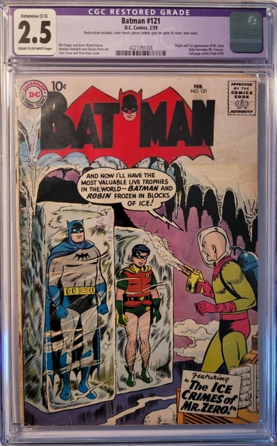 1959 Batman 121 CGC 2.5 Restored 1st Appearance and Origin of Mr. Freeze.