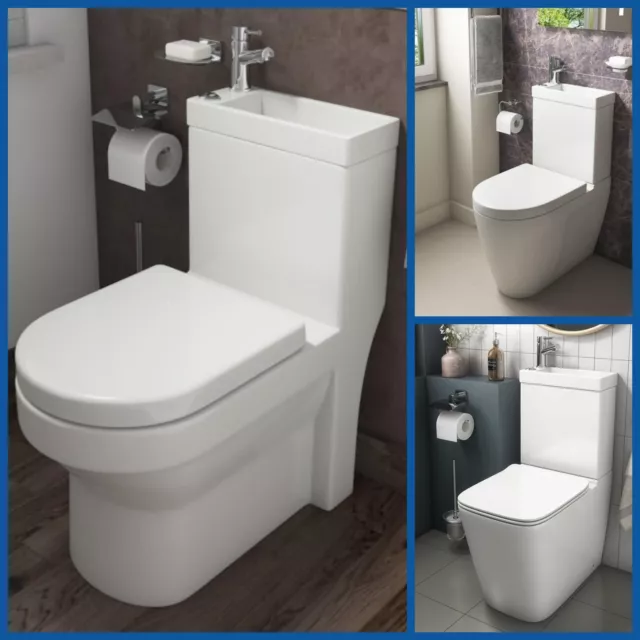 2 in 1 Close Coupled Toilet and Basin Compact Combo with Seat Set Space Saver