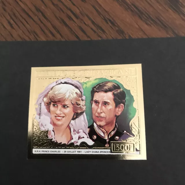 Gold Postage Stamp royal wedding 1981 Central African Republic Imperf mnh