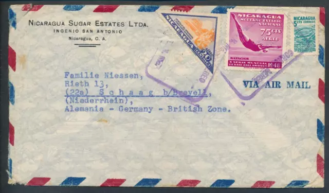 Nicaragua Brief San Antonio MiF 1948 nach Schaag Breyell Air Mail 1950