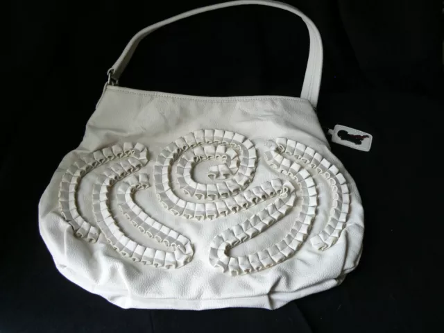 CARLOS SANTANA PURSE HOBO SATCHEL SHOULDER BAG HANDBAG  cream faux leather