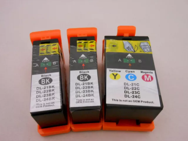 3PK Series 21 22 23 24 BLK CLR Ink Cartridge for Dell V715W V515W P713W P513W