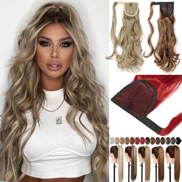 Women Clip in Real Long Wrap on Ponytail Hair Extension Fake Pony Tail Hairpiece