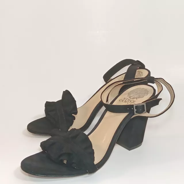 Vince Camuto Womens Suede Leather Block Heel Ruffle Sandals Size 9