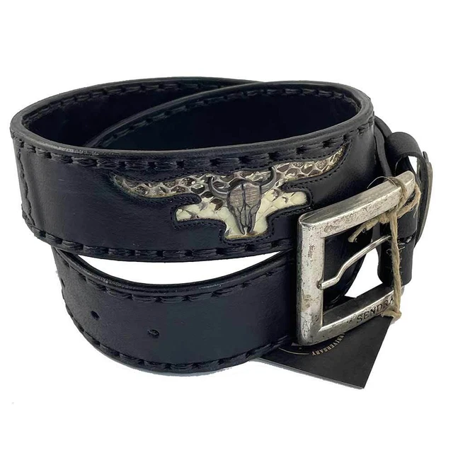 Ceinture Western SENDRA BOX BRASS En Cuir Crocodile Marron - Style Country, Unisexe, Neuf Avec étiquettes
