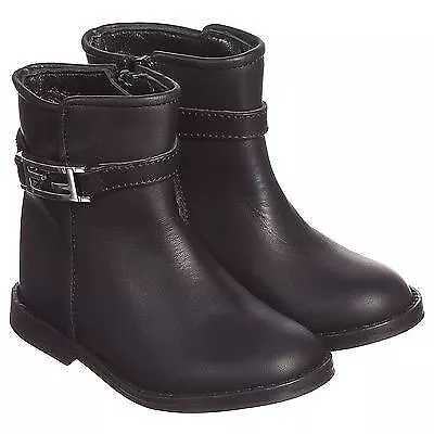 Fendi Baby Black Leather Ff Boots Shoes Eu 21 Uk 4.5