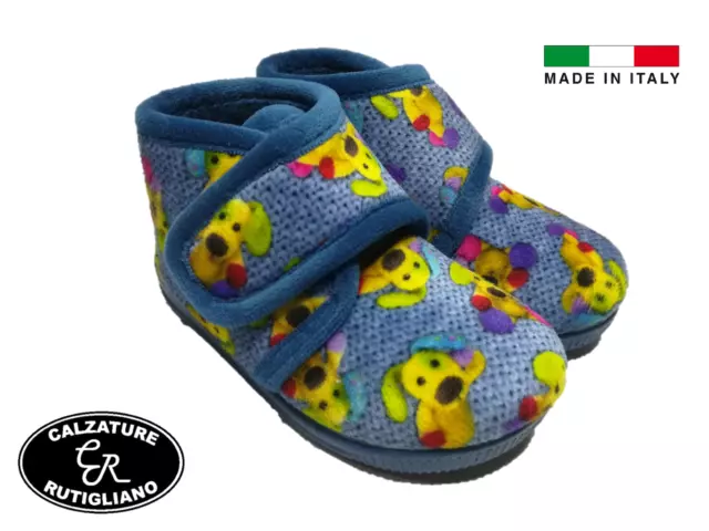 Pantofole Bambino Caldo Tessuto Made In Italy Gomma Profumata Antiscivolo - Pe43