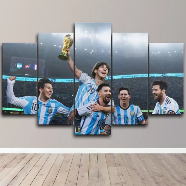 Lionel Messi Football World Cup Art 5 Piece Canvas Wall Art Print Home Decor