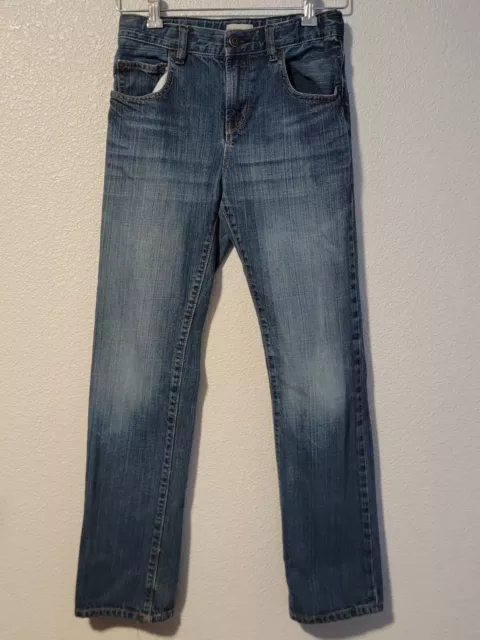 Gap Kids Jeans Boys Size 14 Slim Straight Distressed Adjustable Waist Denim Blue