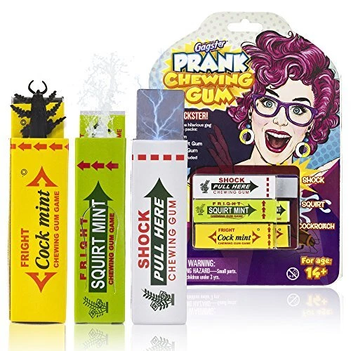 Gag Chewing Gum 3-in-1 Prank Toys Set - Shocking, Water Squirt and Cockroach ...