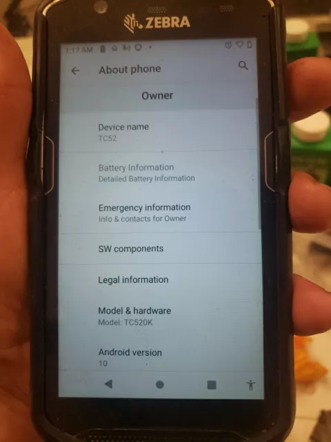 Zebra TC52  TC520K Mobile Computer Scanner Model TC520K-1PEZU4P-NA & Battery