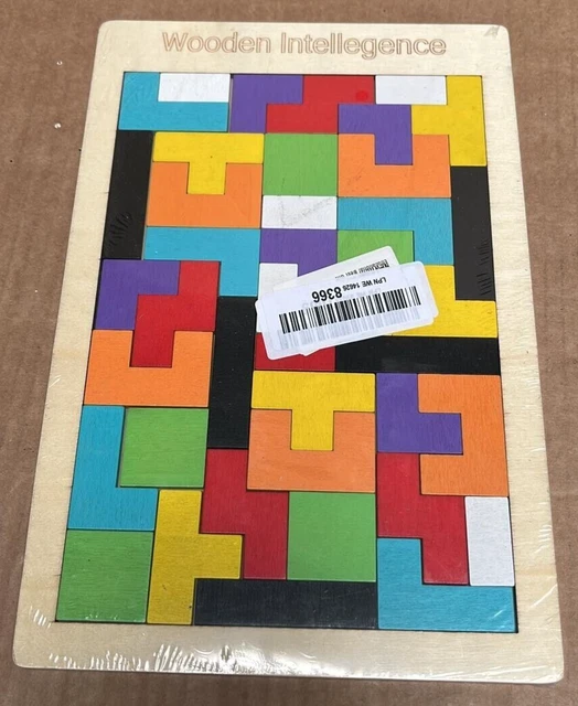 Wooden Tetris Puzzle Wood Tangram Jigsaw Wooden Geometric Blocks Wood (40 Pack)