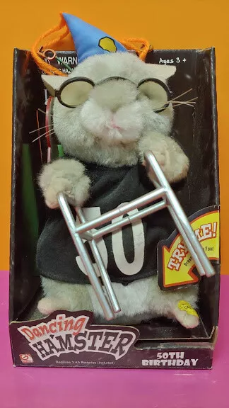 Gemmy Dancing Hamster 50th BIRTHDAY Animated Singing Figure With Walker 2004 New