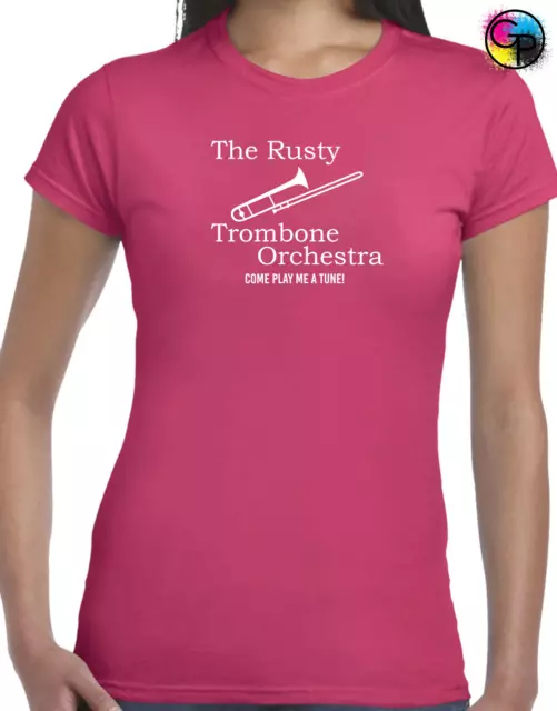 The Rusty Trombone Orchestra Ladies T Shirt Tee Funny Rude Printed Design Joke 2