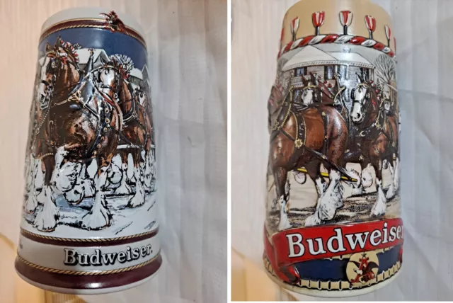 Lot of Two(2) Vintage Budweiser Clydesdale Horses Beer Steins  - WOW Stunning