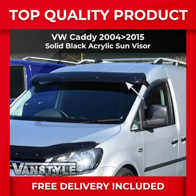 Fits Vw Caddy & Maxi 04-15 Black Acrylic Solid Sunvisor Sun Visor Wind Deflector