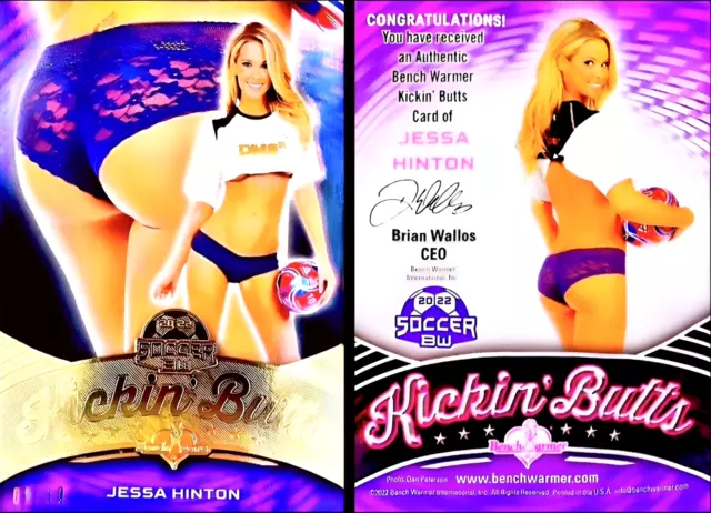 Jessa Hinton 2022 BenchWarmer Soccer Limited Kickin' Butts Gold Numbered #9/10