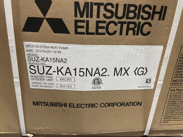 Mitsubishi Electric SUZ-KA15NA2.MX - 15000 BTUH Universal Heat Pump New