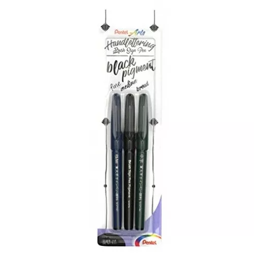 Pentel XSESP15/3 Brush Sign Pen Pigment Black Ink Edition Kalligraphiestift mit