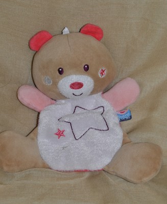 Doudou Doudou plat ours beige rose phosphorescent magidoux lumineux Sucre D'orge neuf 