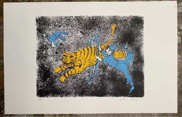 1960s Mid Century Tiger Circus Lithograph 2