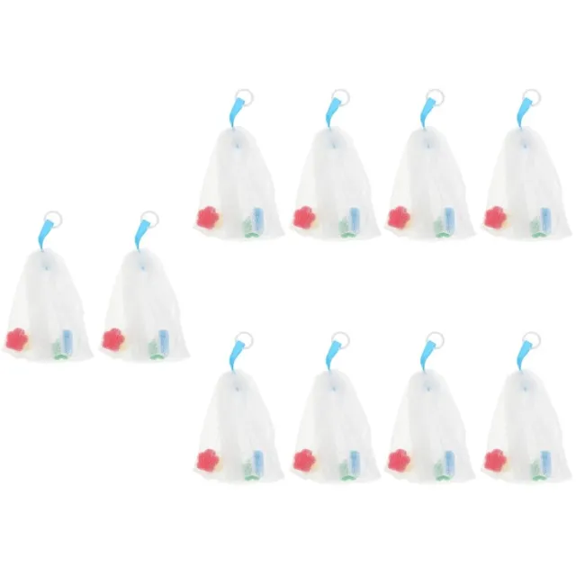 10 piezas Red de espuma deportiva blanca para detergente bolsa de jabón