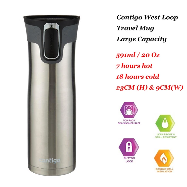 Contigo West Loop Thermos Large Drink Flask Travel Mug SS Autoseal® 591mL 20oz