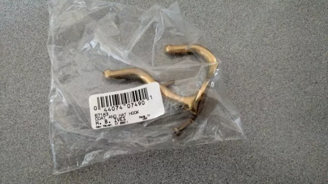 H.b. Ives 571 A 3 Coat And Hat Hook Brass Finish New