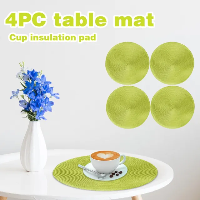 38cm Tableware Placemat Non-Slip Insulated Mat Round Woven Placemat 4PCS