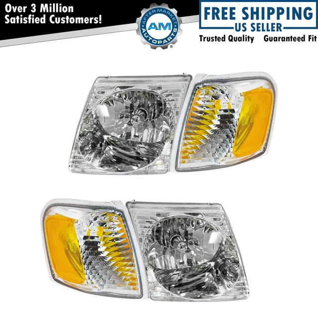 HEADLIGHT HEADLAMP PARK Light Lamp Kit Set of 4 for Ford Explorer Sport