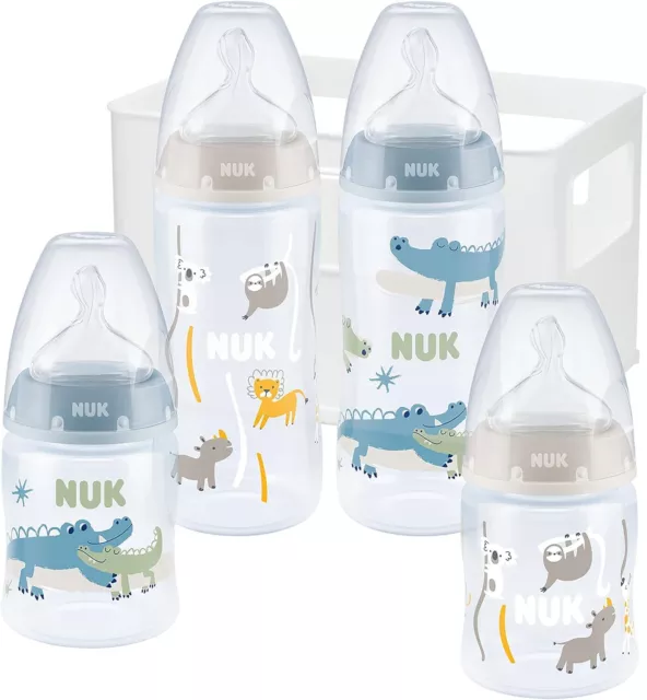 NUK First Choice+ Baby Bottle Starter Set 4 Bottles with Temperature Control (2