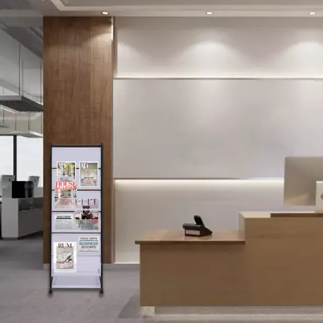 Magazine Literature Stand Brochure Flyer Office Display Rack with 6 Shelves Iron