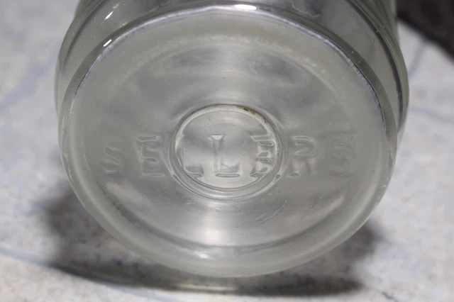 Original Vintage Sellers Hoosier Glass Ribbed Jar Kitchen Cabinet Shaker Lid 6
