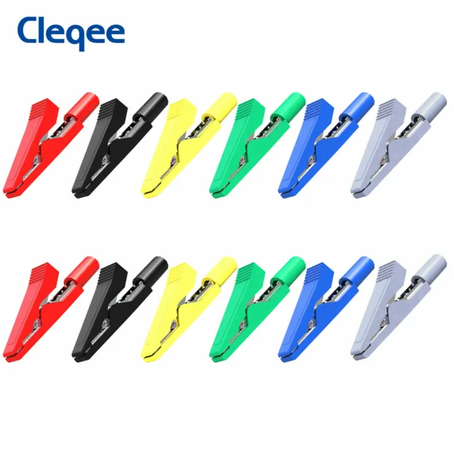 Cleqee Insulated Alligator Clips Electrical Crocodile Clamps for 2mm Test Probes