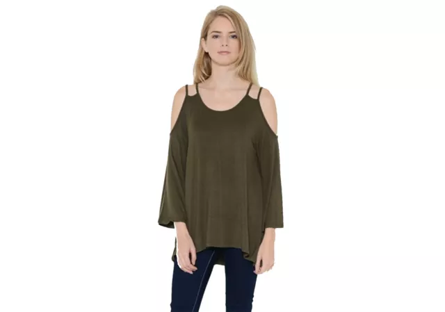 Womens Trendy Sexy Cold Shoulder Long Sleeve Blouse Top