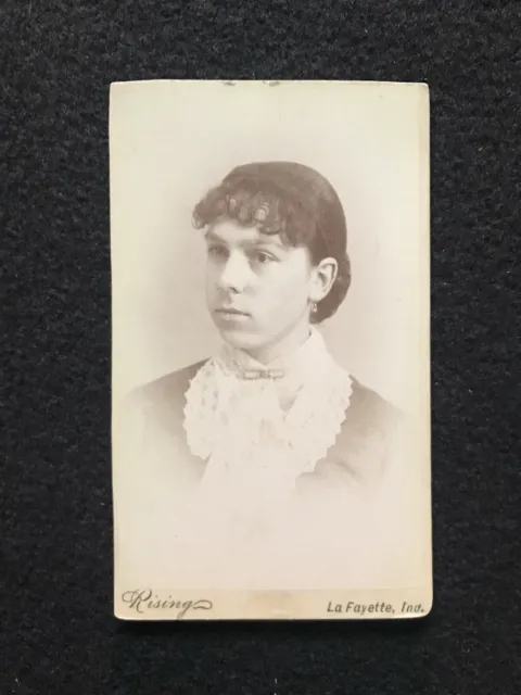 Antique LaFayette Indiana Pretty Woman Civil War Era CDV Photo Card