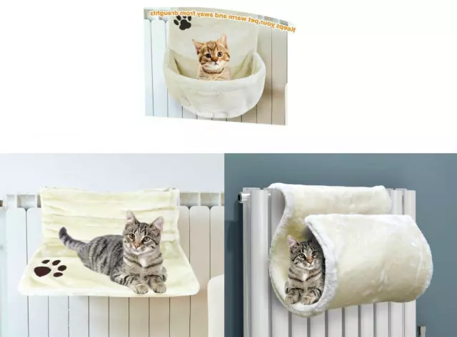 New Cat Kitten Hanging Radiator Pet Bed Warm Fleece Basket Cradle Hammock Plush