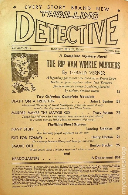 Thrilling Detective Pulp Oct 1942 Vol. 45 #1 GD+ 2.5 3