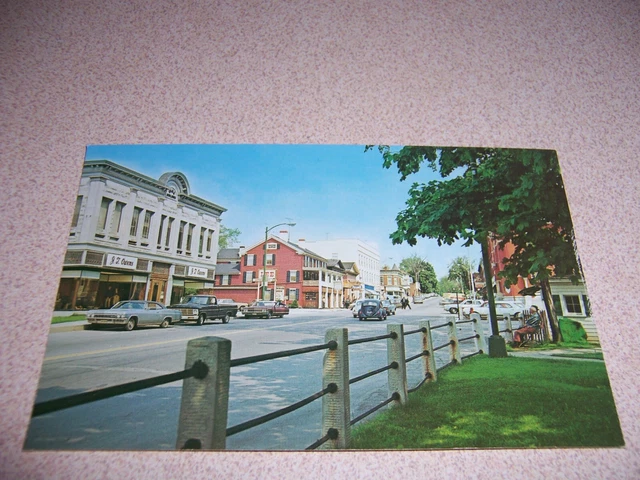 1960s MAIN STREET SCENES, DOWNTOWN LEE MA. VTG POSTCARD LOT