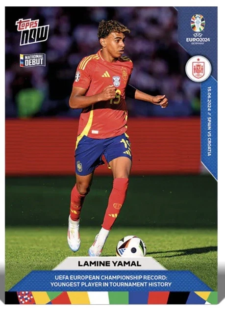 TOPPS NOW EURO 2024 Lamine Yamal Debut Youngest Player In History PRE