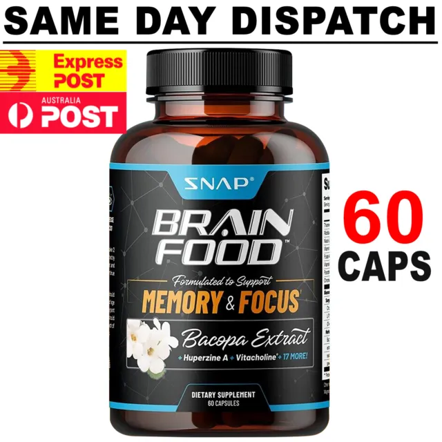 SNAP Alpha BRAIN Food Memory Focus 60 Capsules Premium Quality ONNIT