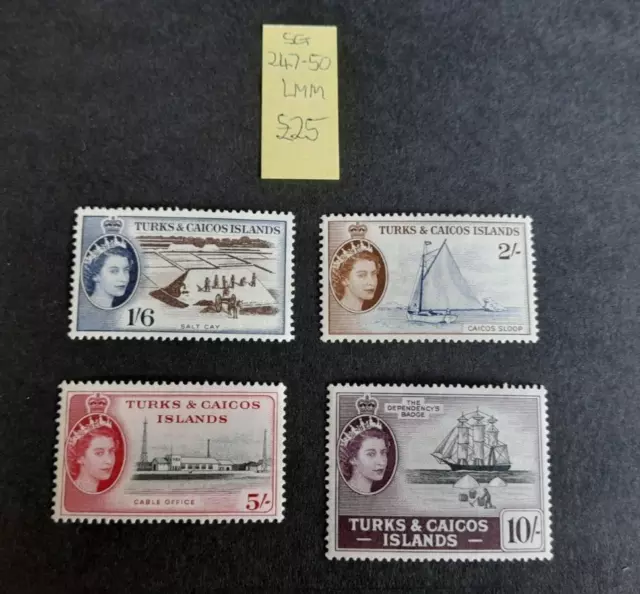 Turks and Caicos Islands stamps x 4 SG247-250 1/6, 2/-, 5/-, 10/- LMM