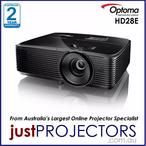 Optoma HD28E FULL HD Projector from Just Projectors. 2 Year Aussie Warranty