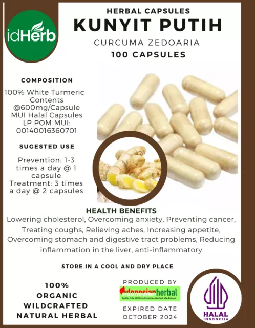 [idHerb] CAPSULES KUNYIT PUTIH Curcuma Zedoaria NATURAL ORGANIC HERBAL FRESH