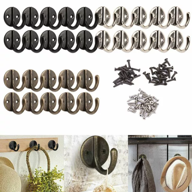 20 Small Rustic Coat Hooks Cast Iron Wall Mount Hat Hook Towel Cap Dog Leash Key