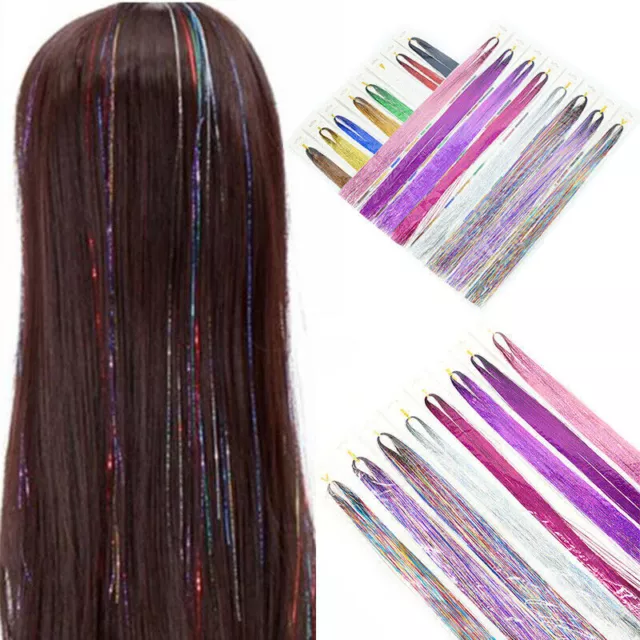 Glitter Hair Tinsel Sparkle Faux cheveux synthétiques Extension de cheveux...